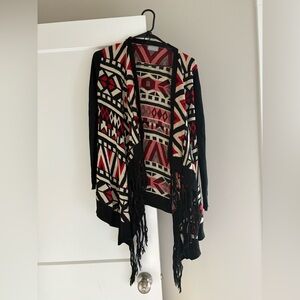 Mint Black and Red Geometric Cardigan